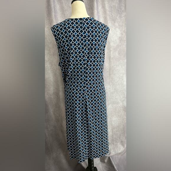 Charter Club Womens Mock Wrap Dress Blue Stretch Mosaic Print Sleeveless Size 3X - Picture 5 of 9